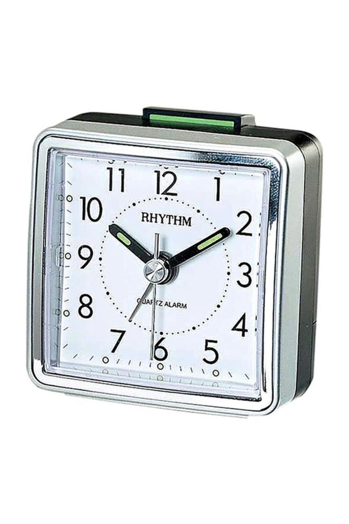 Generic-Rhythm Value Added Square Shaped Quartz Analog Beep Alarm Clock Silver and Black 2