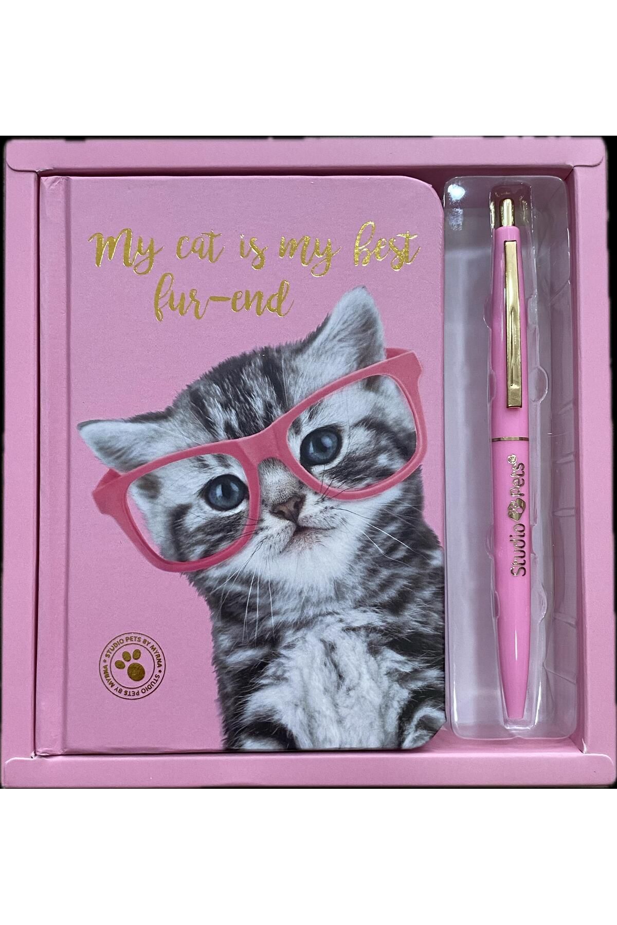 Cem NOTEBOOK WİTH BALL PEN STUDİO PETS BY MYRNA HAYVANLAR KEDİ KÖPEK DEFTER KALEM SET HEDİYELİK