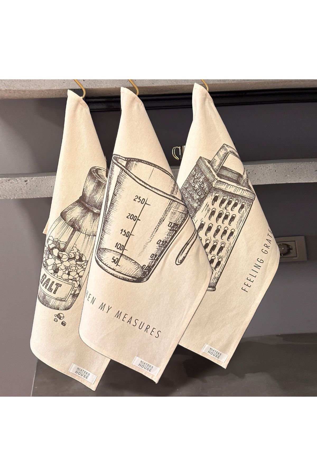 NİATEKS Tea Towel 3'lü Set 40X60 Dekoratif Mutfak Havlusu