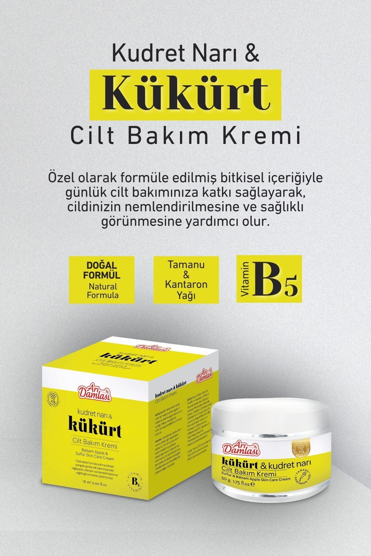 Arı damlası KÜKÜRT VE KUDRET NARI CİLT BAKIM KREMİ