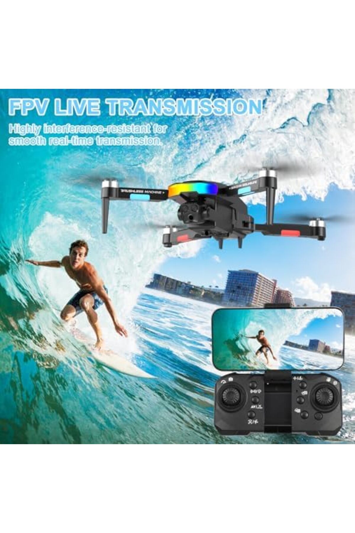 Cesiro-Drone with 4K camera, GuKKK mini drone with 2 HD cameras, foldable FPV live broadcast drone, camera 4