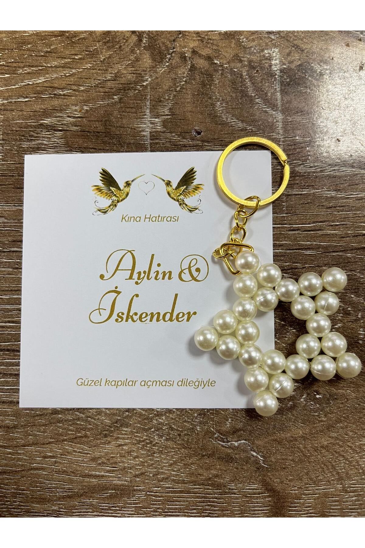 HEN GSM kisisellestirilebilir kart 15 adet inci yıldız anahtarlık nikah düğün kına nişan sünnet hafizlik