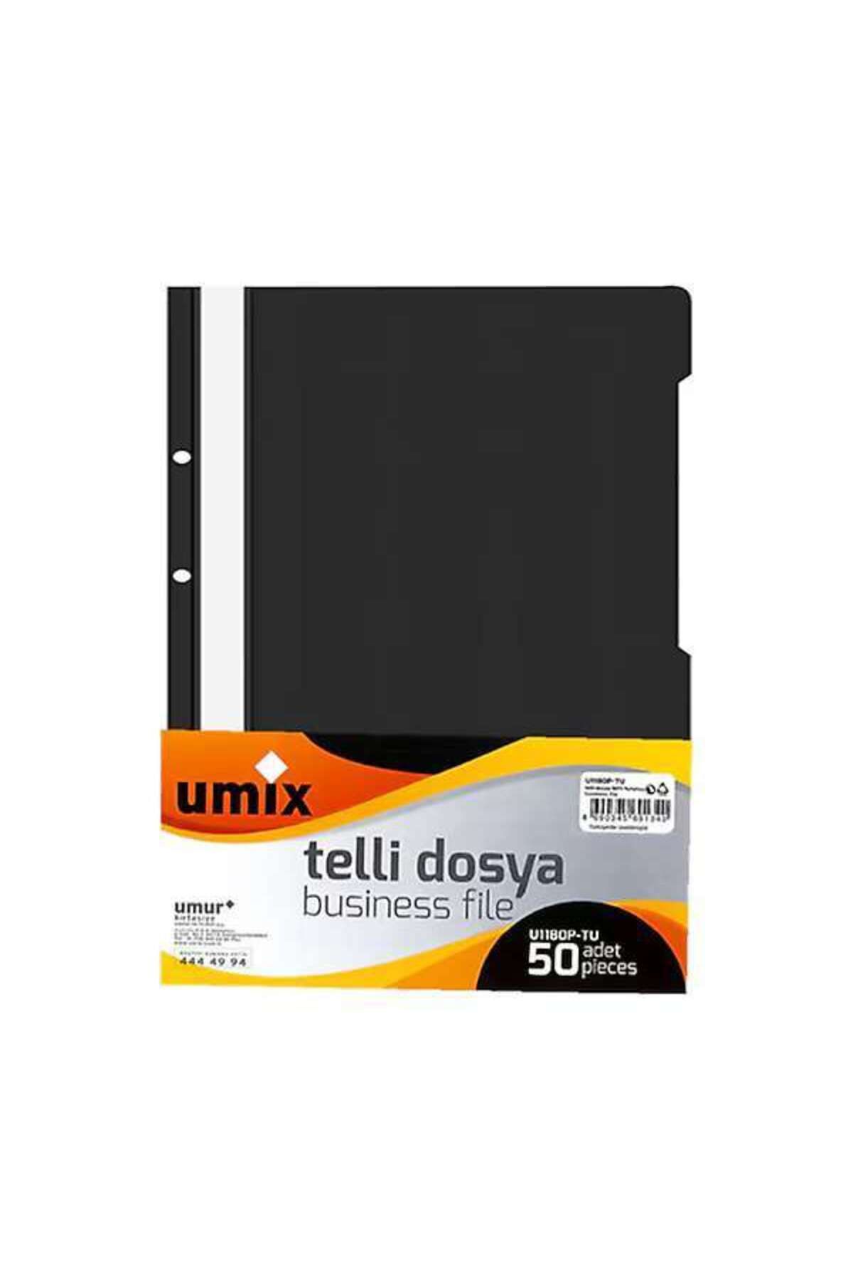 Umix Telli Dosya A4 Eco Siyah 50'lİ Paket