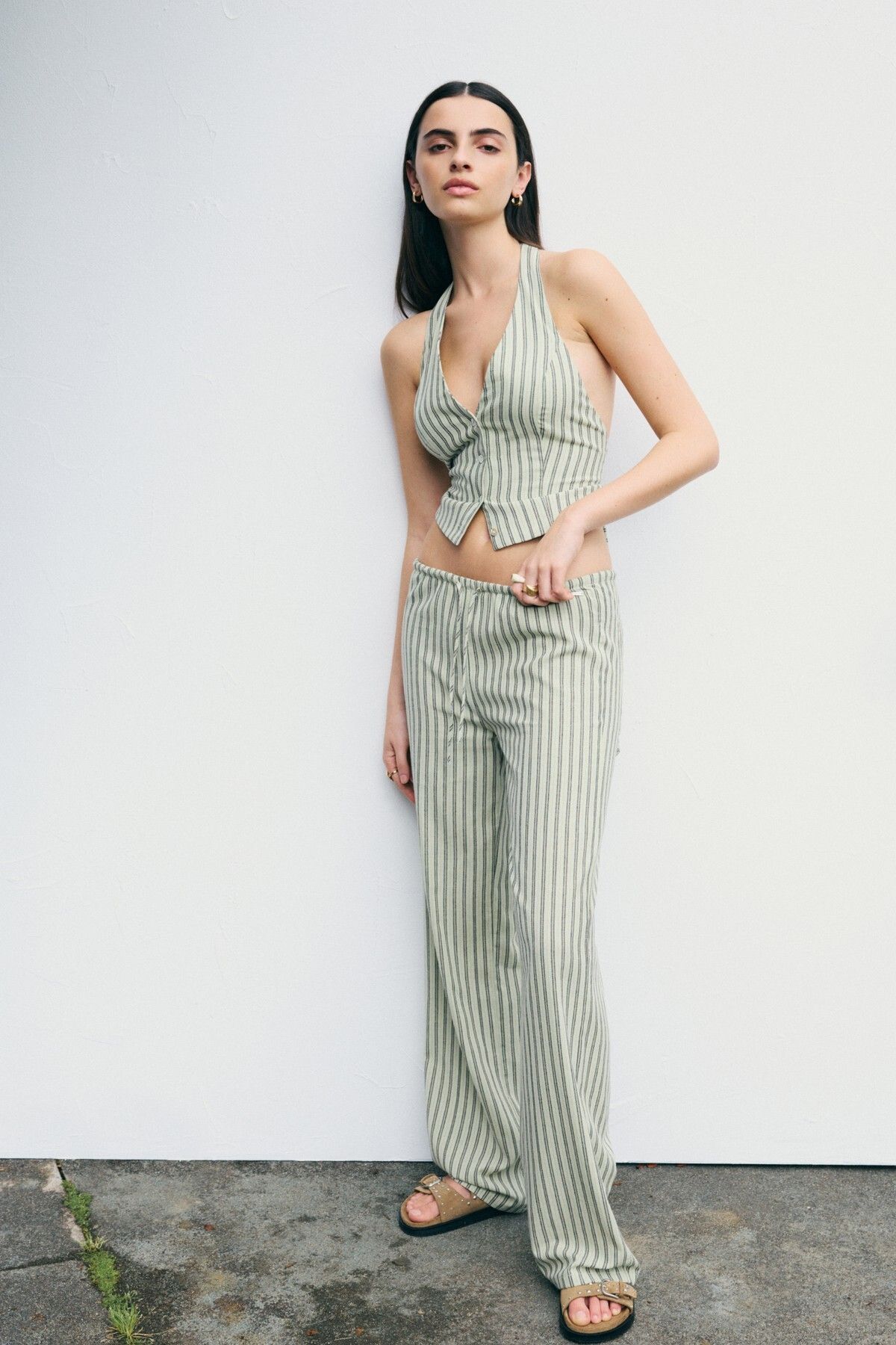 Pull & Bear Çizgili rustik pantolon