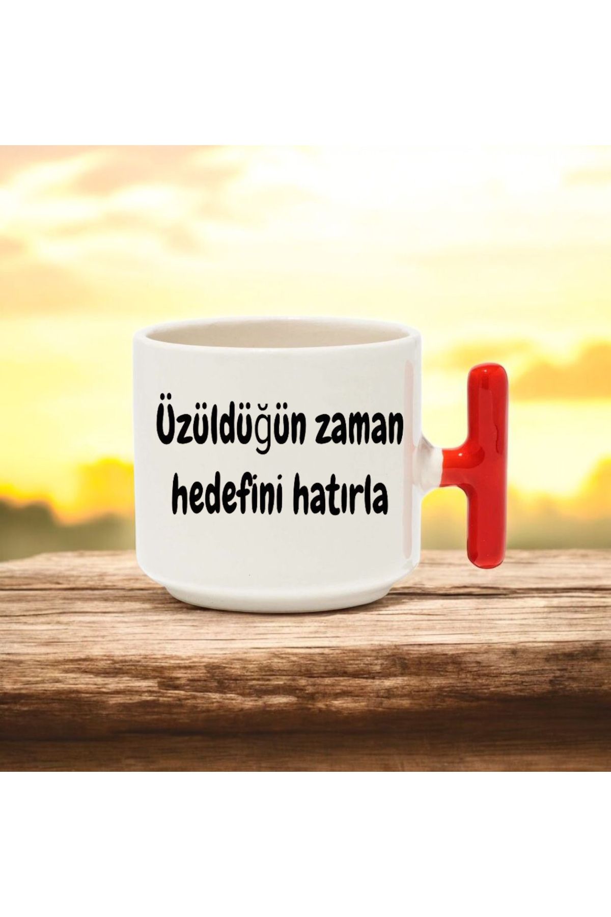 BB TRADE Üzüldüğün Zaman Tasarımlı Kırmızı T Kulplu Seramik Baskılı Kupa Bardak 250 ML