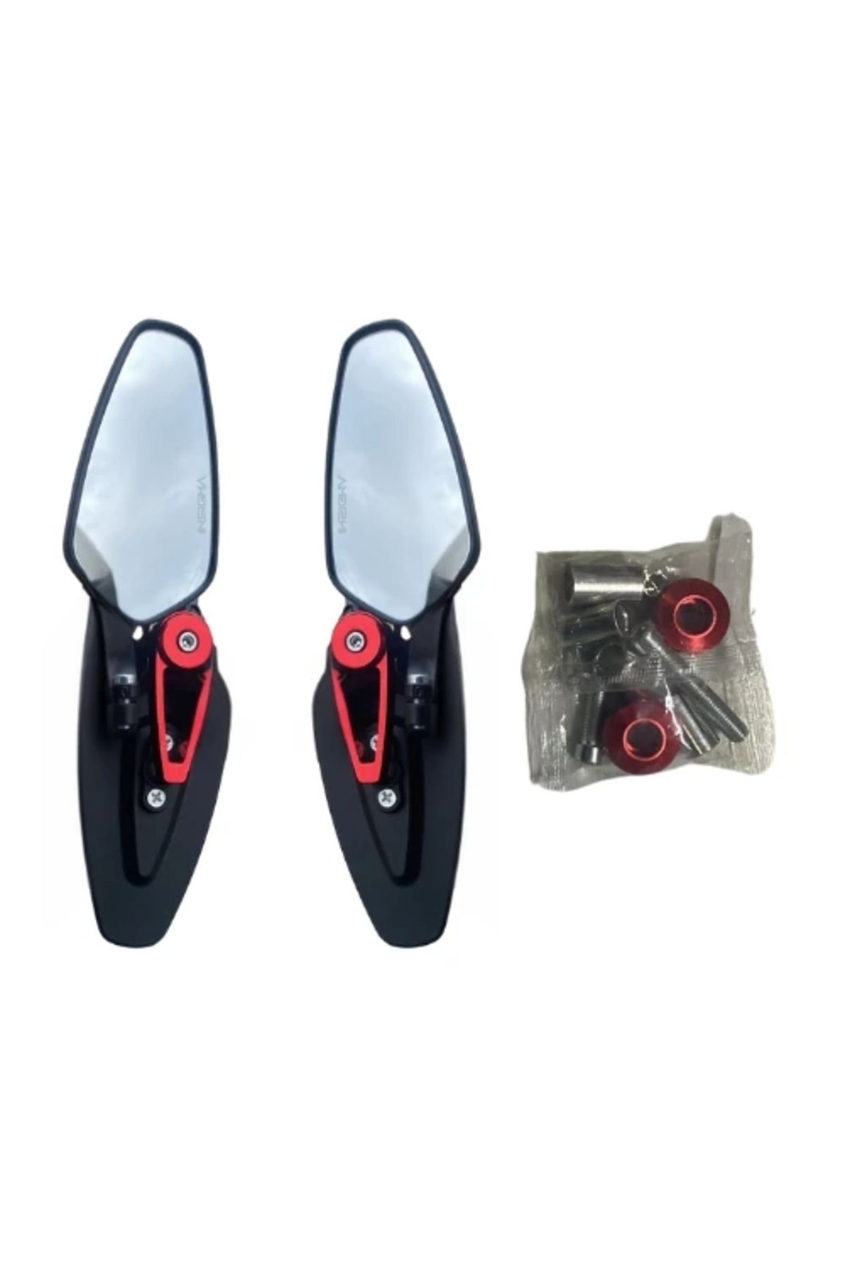 TÜRKMOPET Türkmopet Universal Motosiklet CNC Ayna Kırmızı