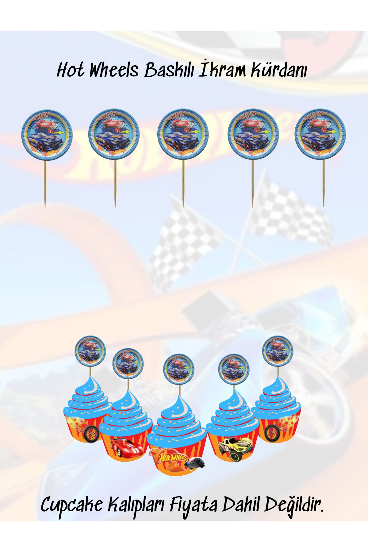 snowparty Hotwhels Temalı Tema Uygun İkram Kürdanı 10 Adet