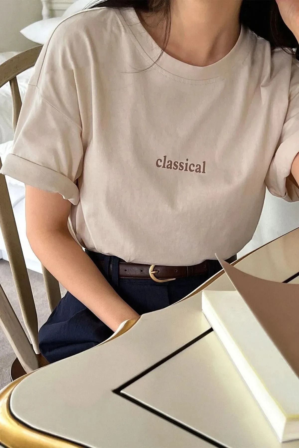 DAXİS Sportwear Company KADIN Classical Baskılı Bisiklet Yaka Tişört