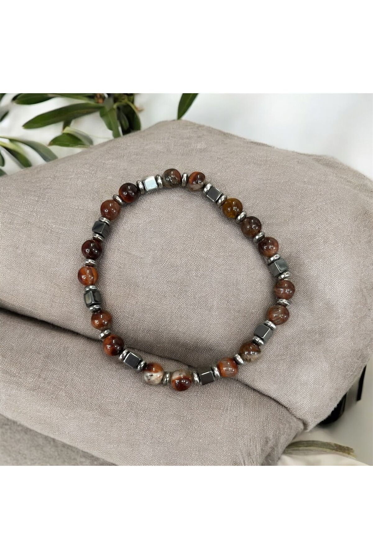 AURA STONE Kahverengi Akik Hematitli 6mm Doğaltaş Bileklik