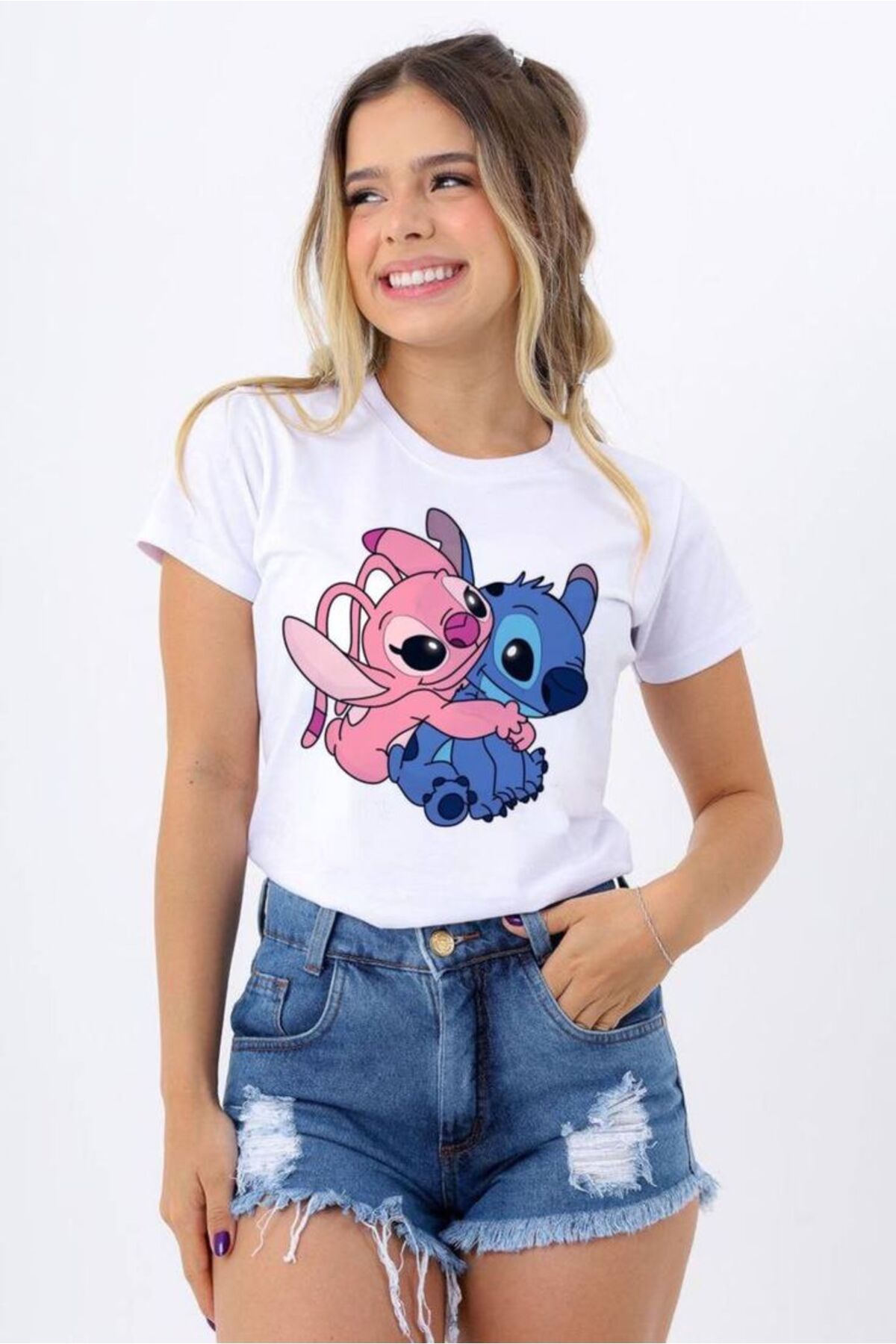 JANSO GROUP - KADIN KISA KOLLU TSHIRT BASKILI PAMUKLU OVERSİZE
