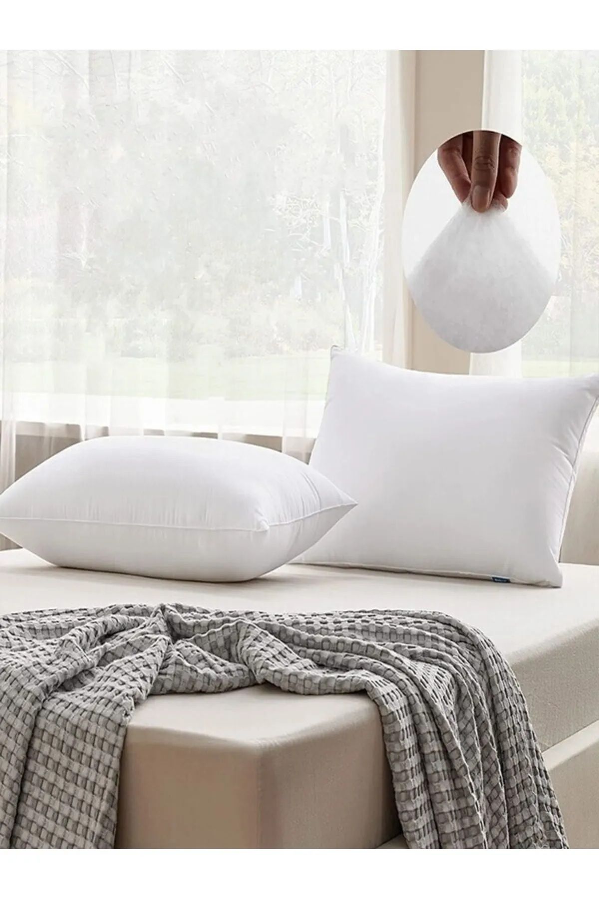 BUĞZ Roll Pack Yastık 2’li Set – 50x70 Cm Silikon Elyaf Dolgulu, Orta Sertlikte, Rulo Paketli