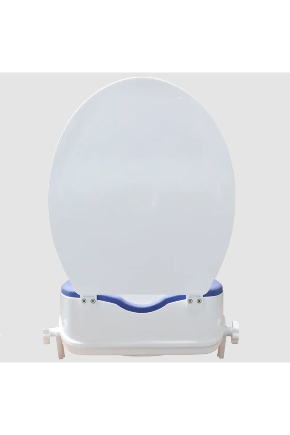 Linomag-® Toilet Seat Raiser 10cm, Soft Pu Ring, Adjustable Attachment, White/blue 5