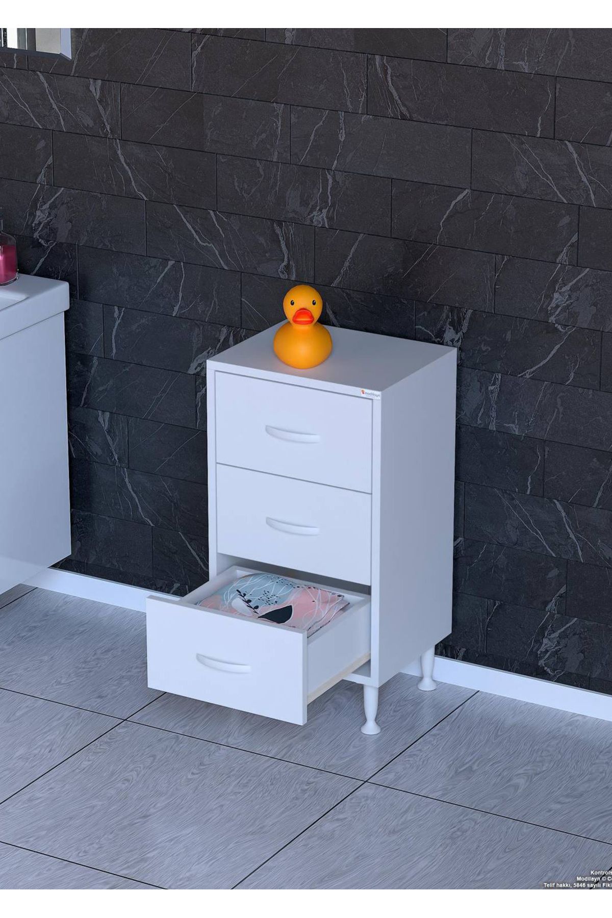Modilayn 40x75x32,5 cm’ lik 3'lü Çekmeceli Dolap Organizatör Mutfak Dolabı Çok Amaçlı Dolap