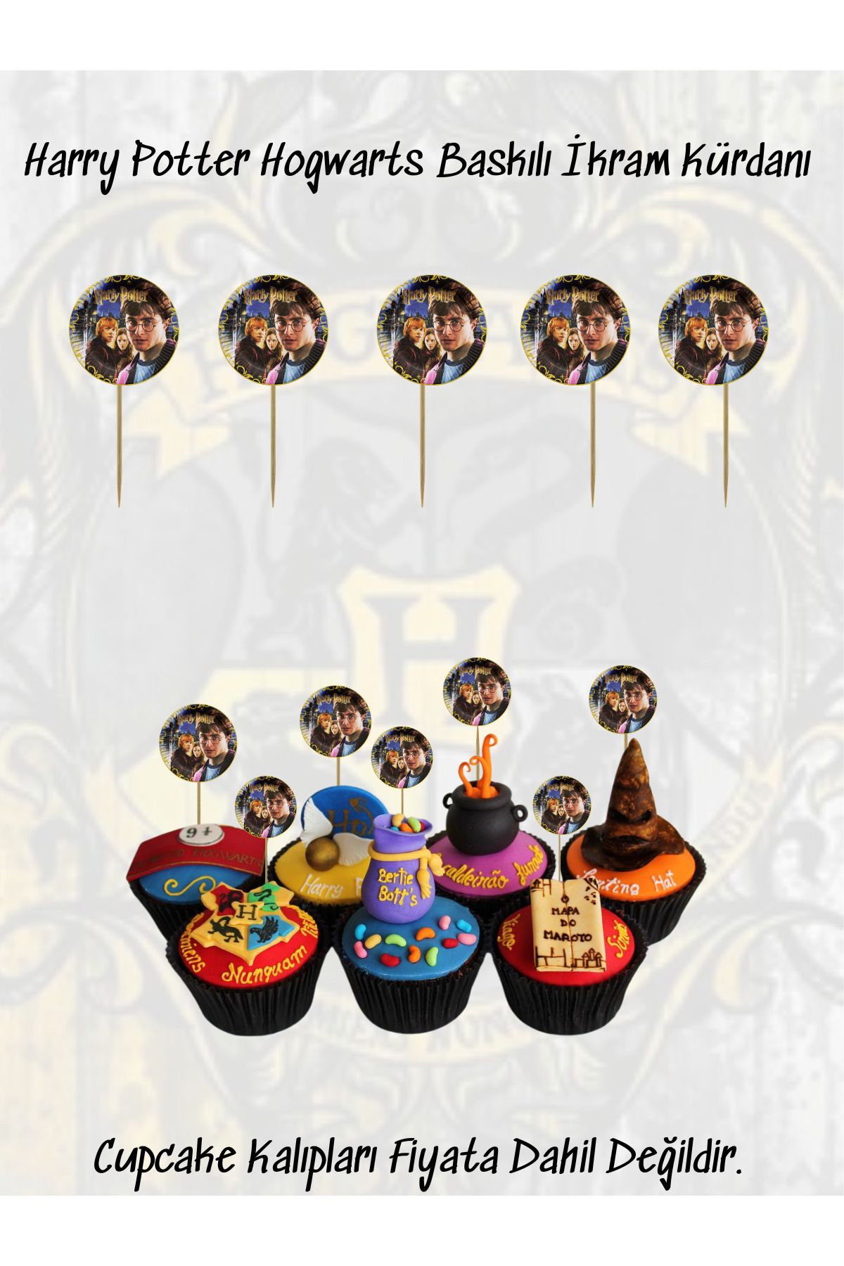 snowparty Harry Potter Hogwarts Temalı Baskılı İkram Kürdanı Doğum Günü Süsü