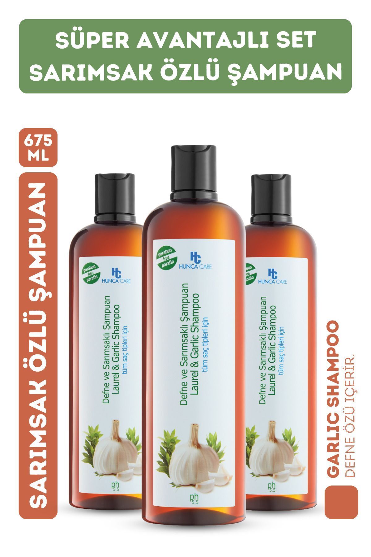 Seddar Collection Hunca Care Defne ve Sarımsaklı Şampuan 675 ml 3 Adet