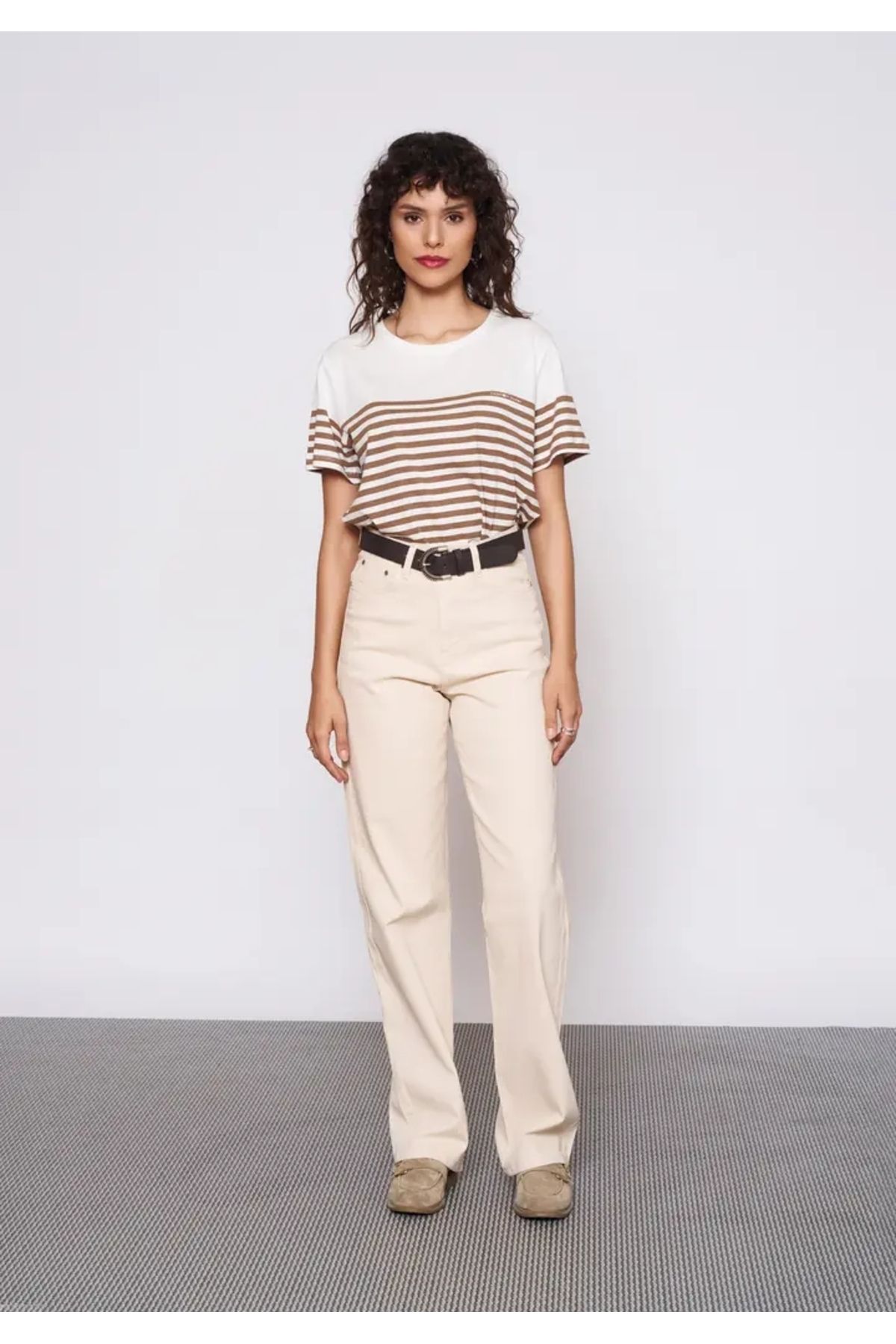 EUROFASHION Bej Emma Denim Pantolon