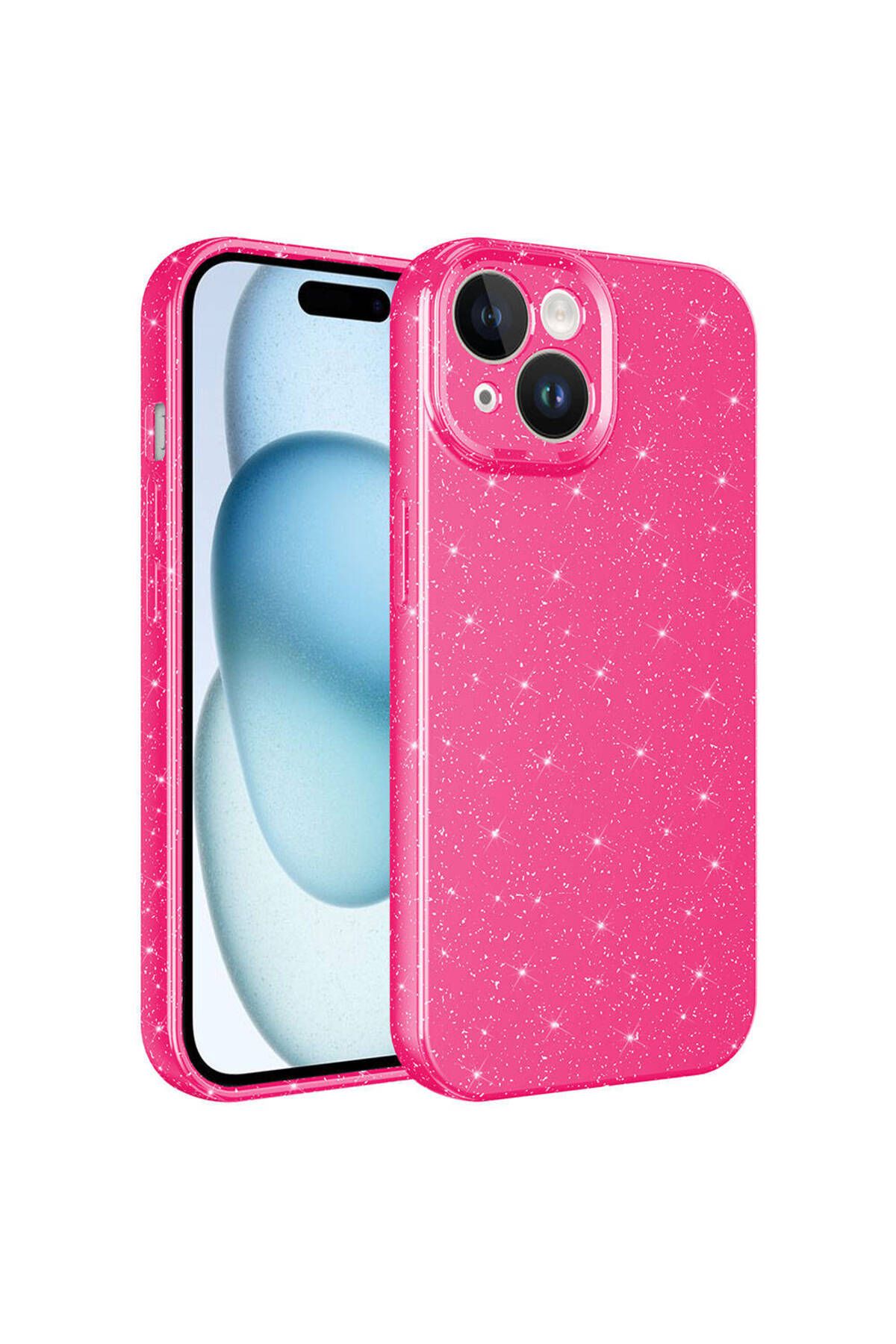 halkhouse Apple iPhone 15 Plus Kılıf Kamera Korumalı Simli Lüks Esnek Slikon Kotno Kapak