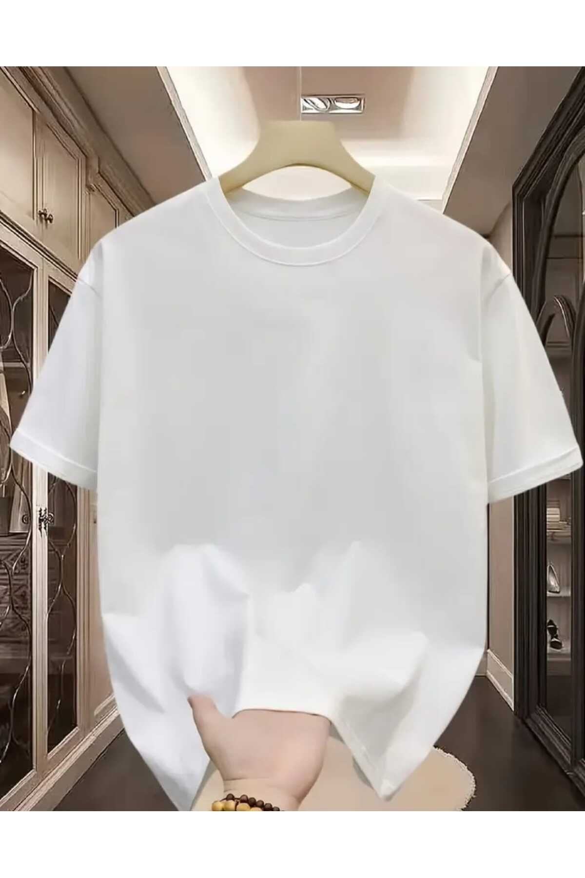 UYN SPORT Unisex Pamuk Bisiklet Yaka Beyaz Tişört
