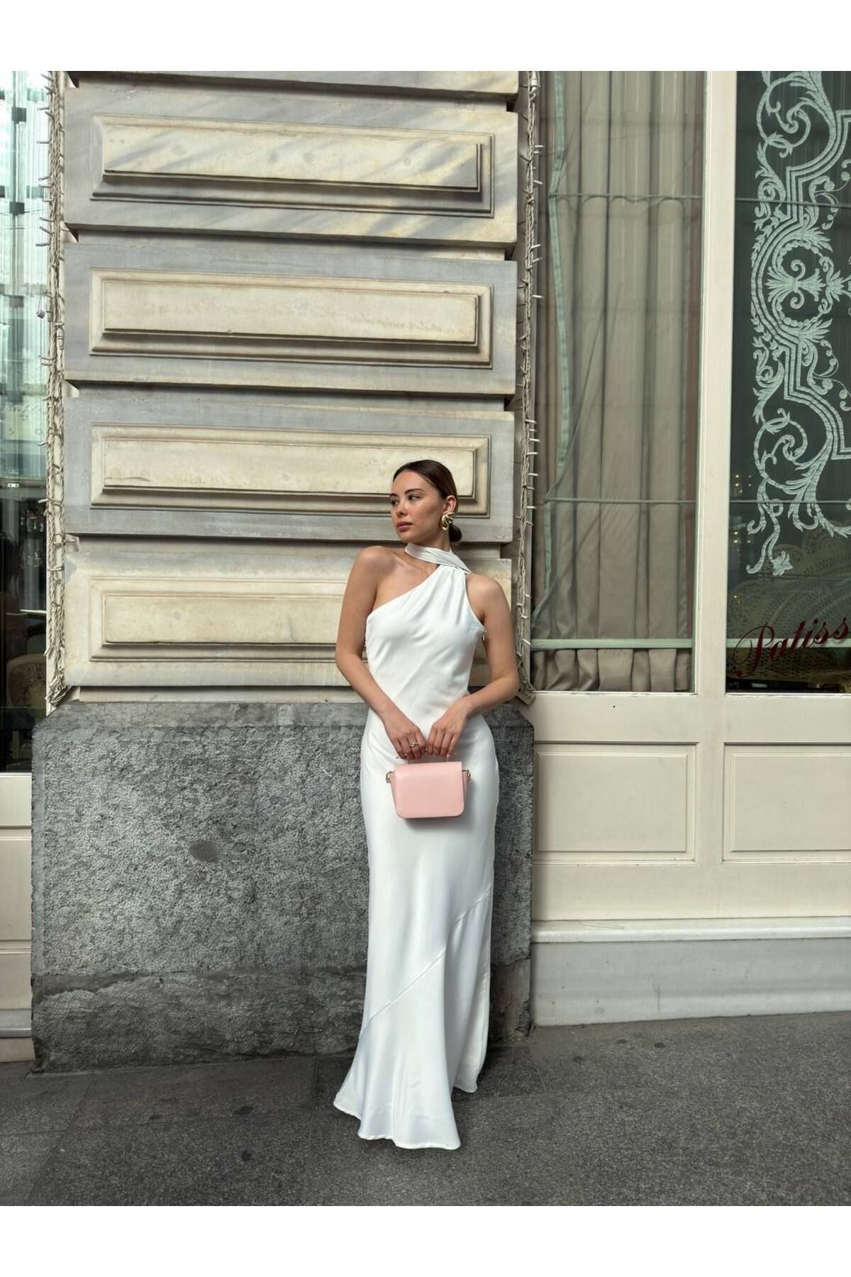 Khloe ŞAL DETAYLI SATEN ELBİSE