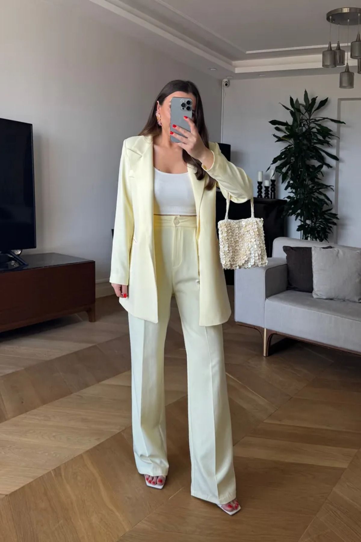 Tuba Butik Yüksek Bel Palazzo Kadın Pantolon