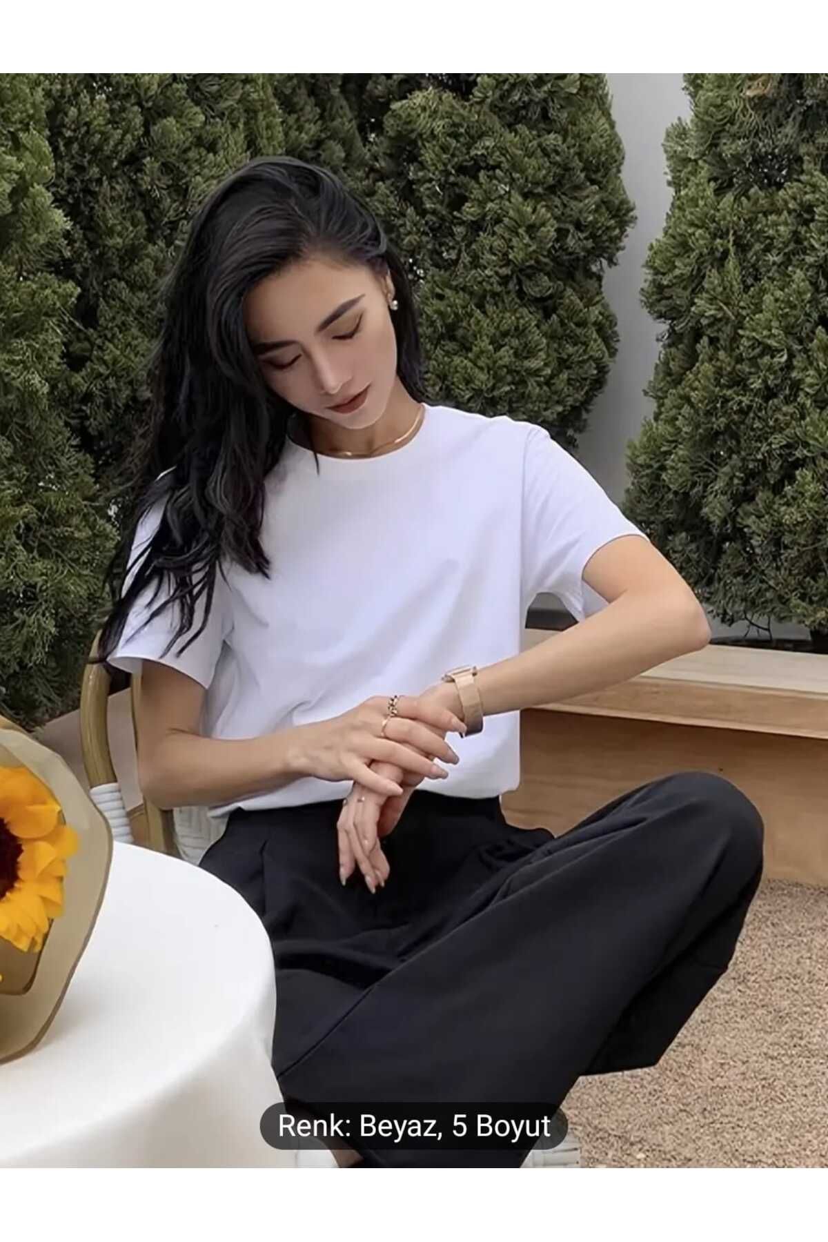 UYN SPORT Unisex Pamuk Bisiklet Yaka Beyaz Tişört
