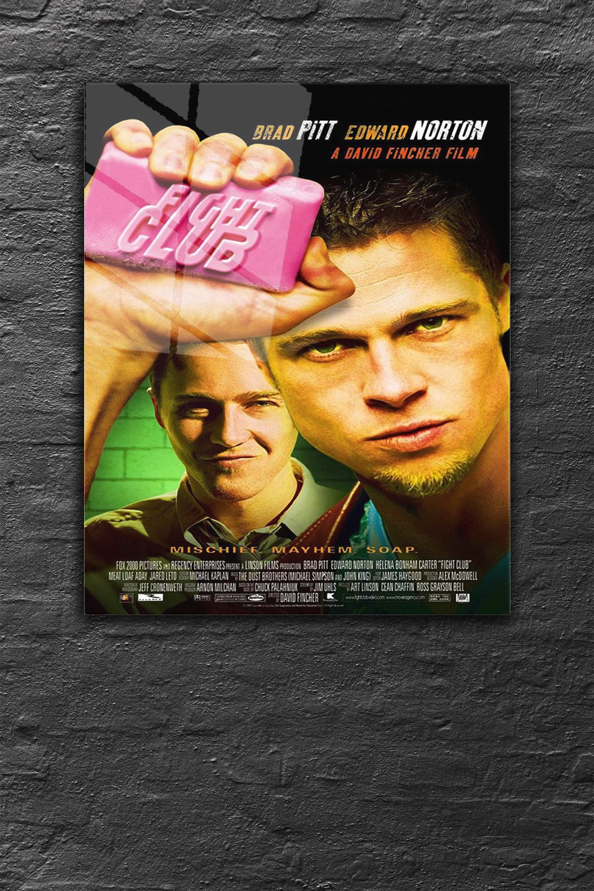 z zizuph Fight Clup Film Afişi Temalı, 4 mm Temperli Kırılmaz Cam Tablo