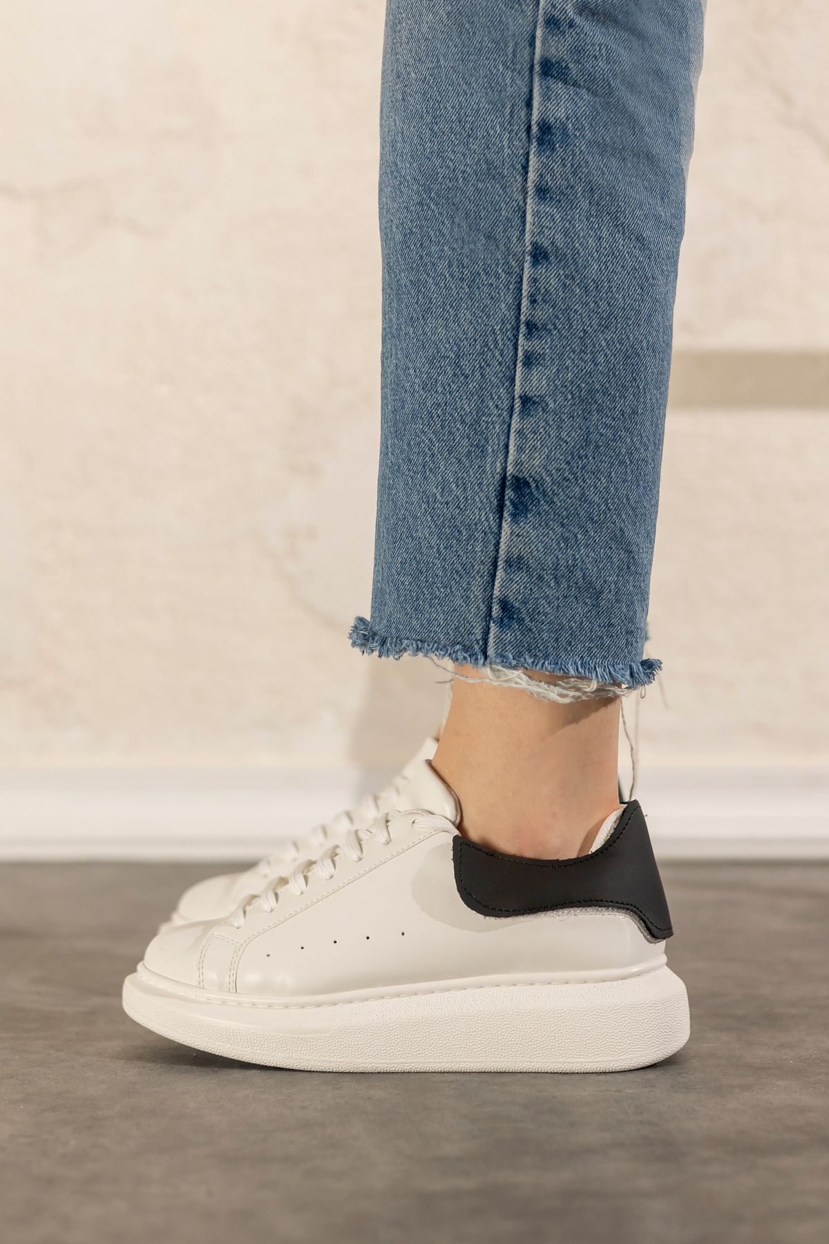 MYPOPPİSHOES Beyaz 3 cm Taban Kadın Ayakkabı Quen
