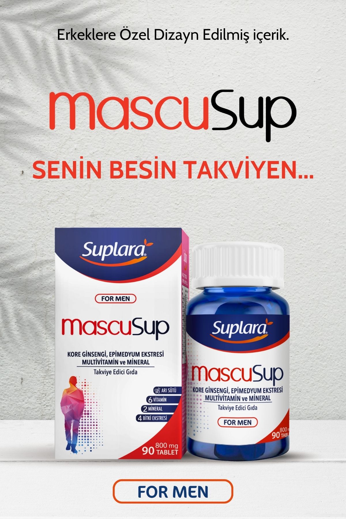 Suplara Mascusup For Men Kore Ginsengi, Epimedium Ekstresi, Multivitamin Ve Mineral Takviye Edici Gıda