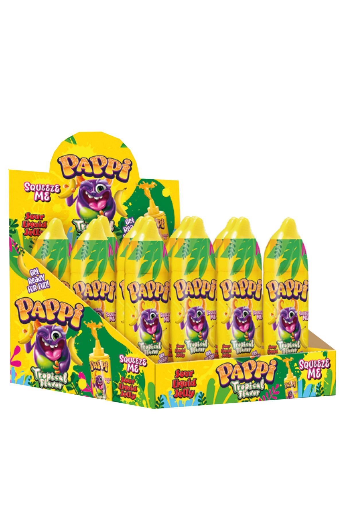 pappi Sour Liquid Jel Banana Shape With Tropical Flavor 50 ml. x 12 Adet