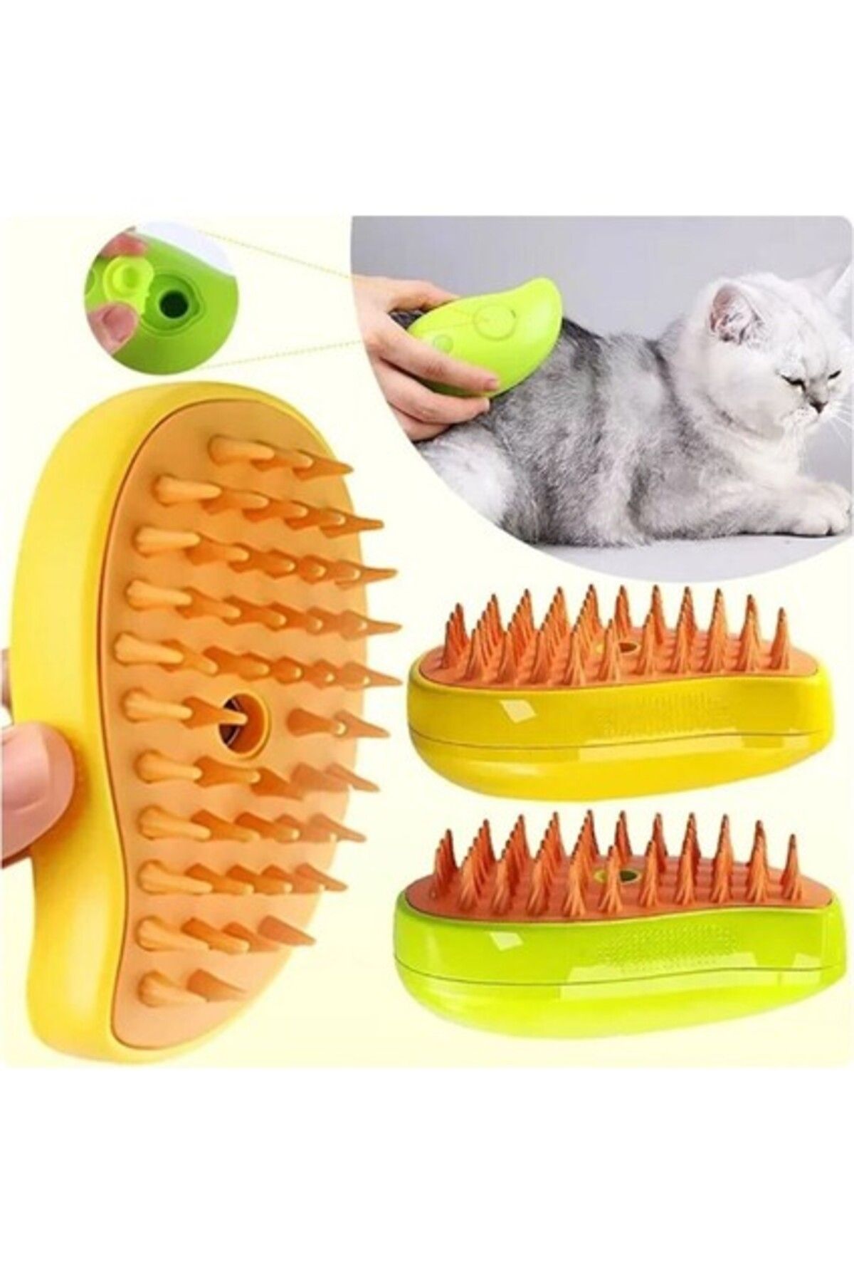 Orqinel Buse Shopier Şarjlı Su Hazneli Kedi Köpek Yıkama Fırçası Tarağı Buharlı Kedi Tüyü Toplama Tarağı