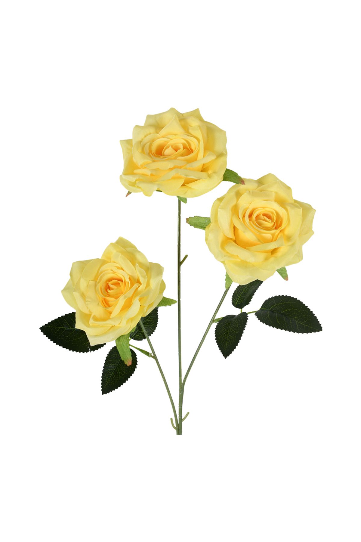 Leona Dekoratif Ürünler TRIPLE ROSE YAPAY CICEK SARI