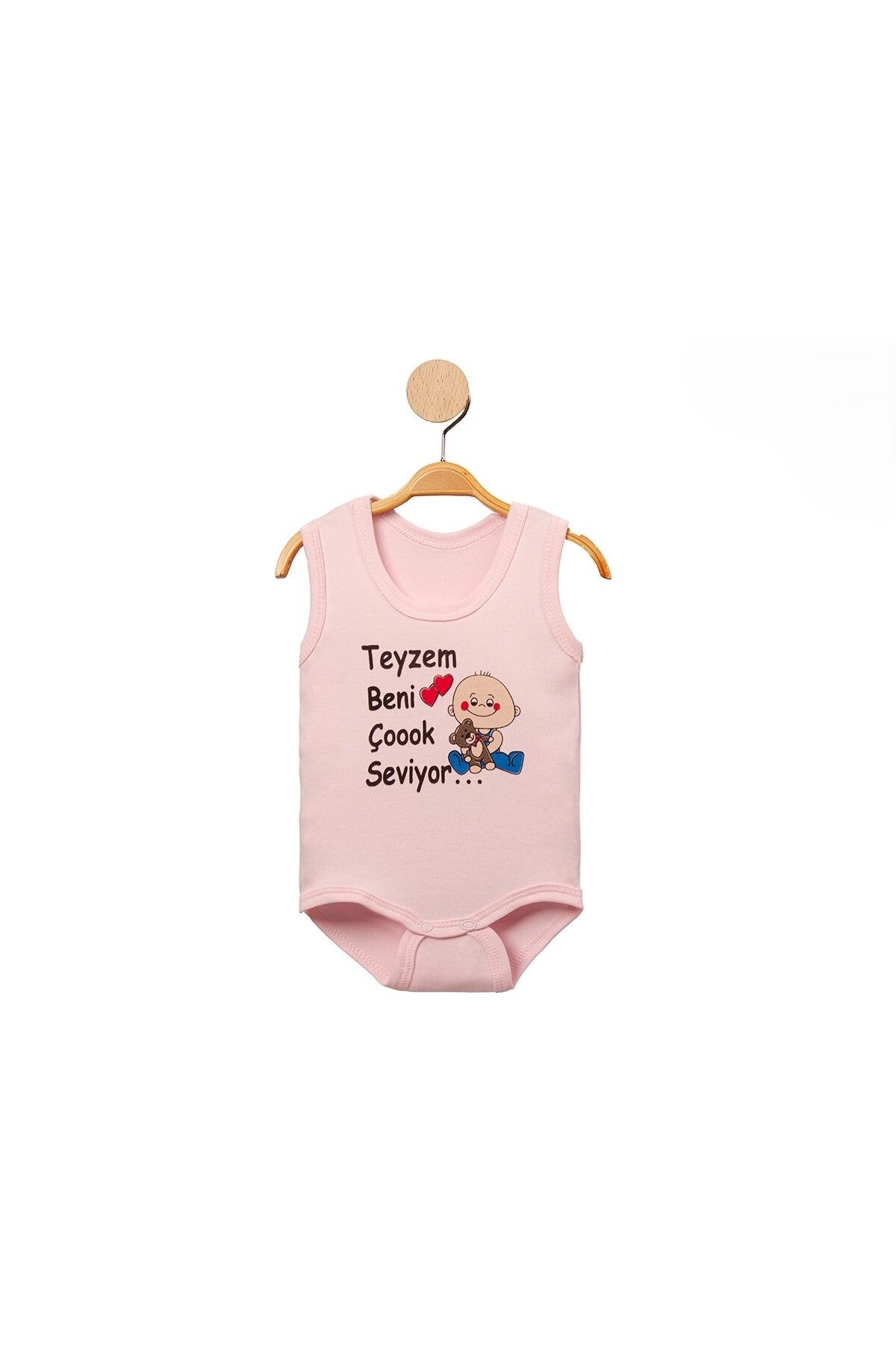 MBK GARDEN %100 Pamuk Teyzem Beni Çok Seviyor Baskılı Hediyelik Çıtçıtlı Bebek Body Badi Zıbın Tulum