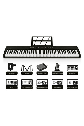 JWIN JDP-3088 Tuş Hassasiyetli 88 Tuşlu Dijital Piyano - Siyah