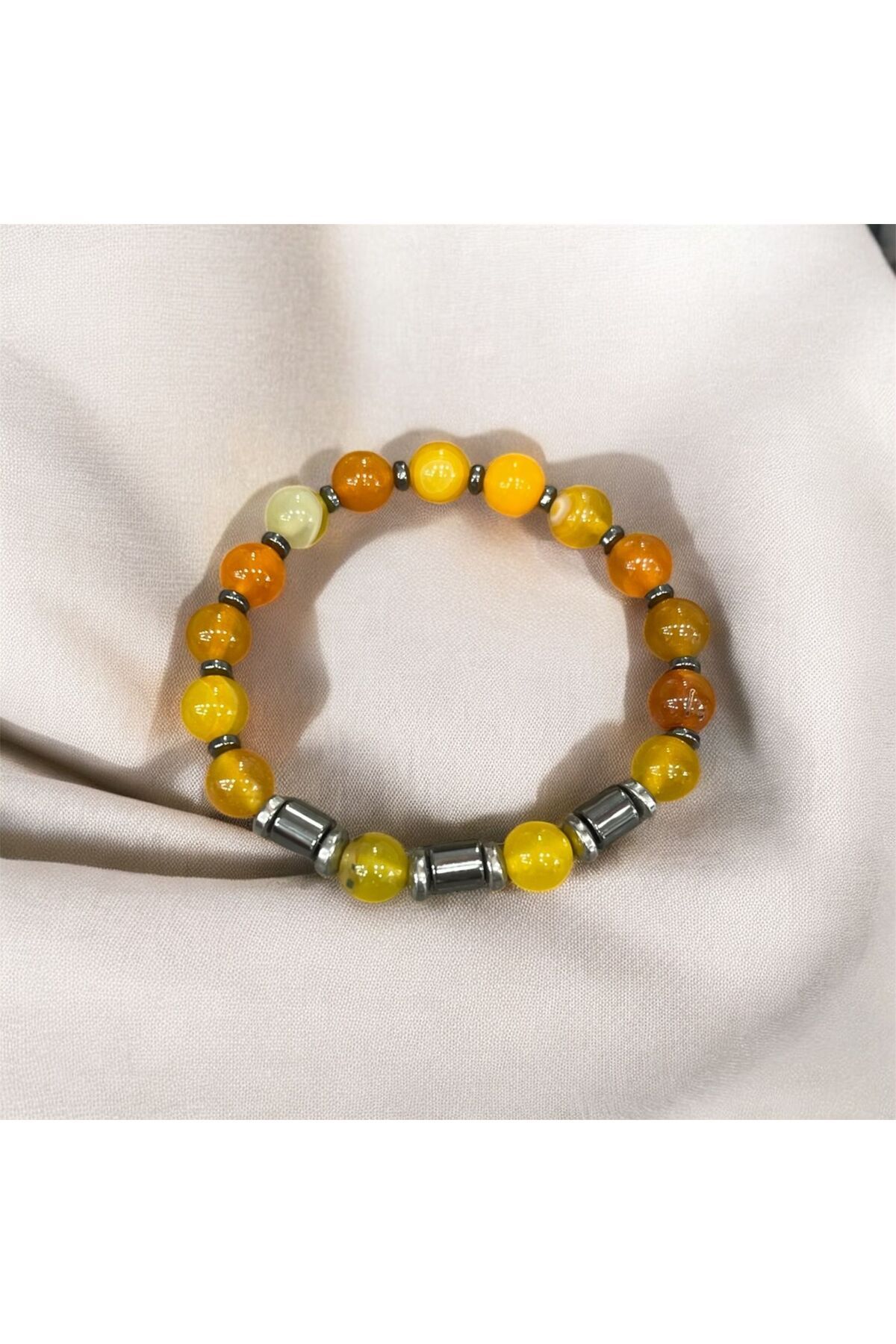 AURA STONE Sarı Akik Hematitli 8mm Doğaltaş Bileklik