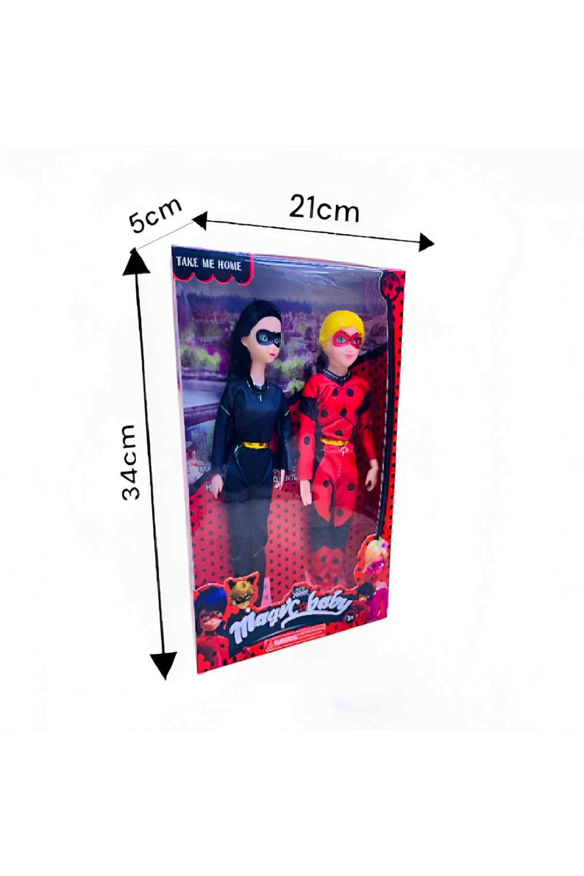 rexa-Miraculous Ladybug and Cat Noir Doll Set – 2-Pack Action Figures, 34cm 2