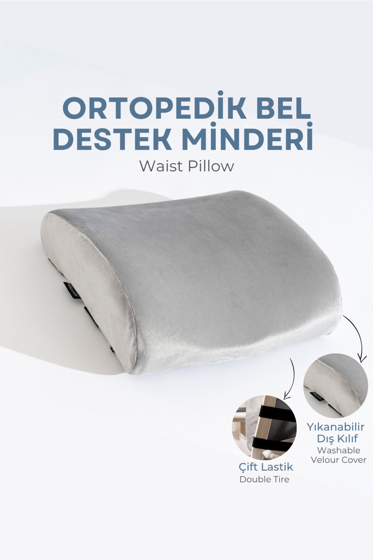 VİSCOTEX Visco Ortopedik Bel Destek Yastığı, Ofis, Araba, Sandalye, Koltuk, Sırt Yastığı Minderi, 38x33x12 cm