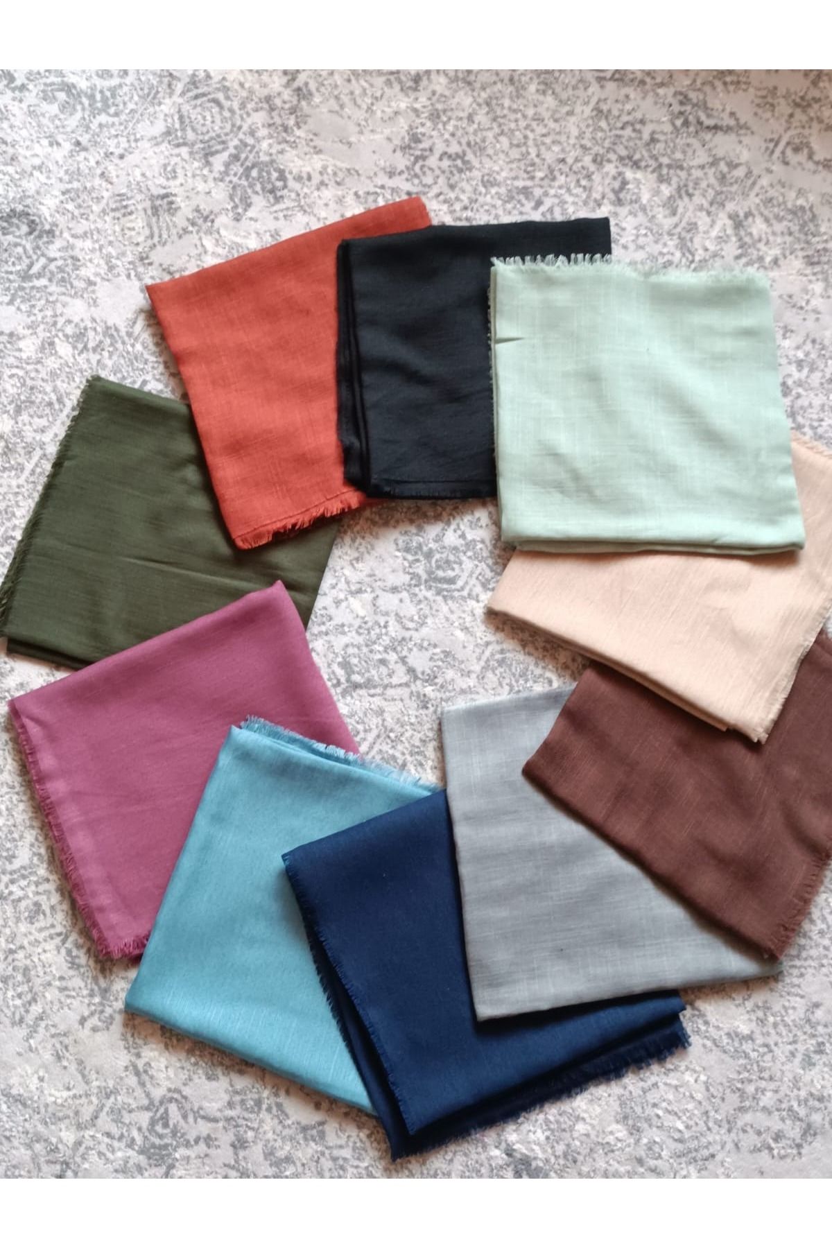 KVSHOME Flamlı 10'lu Paket Dağıtmalık Pamuklu Yazma Eşarp 100x100cm