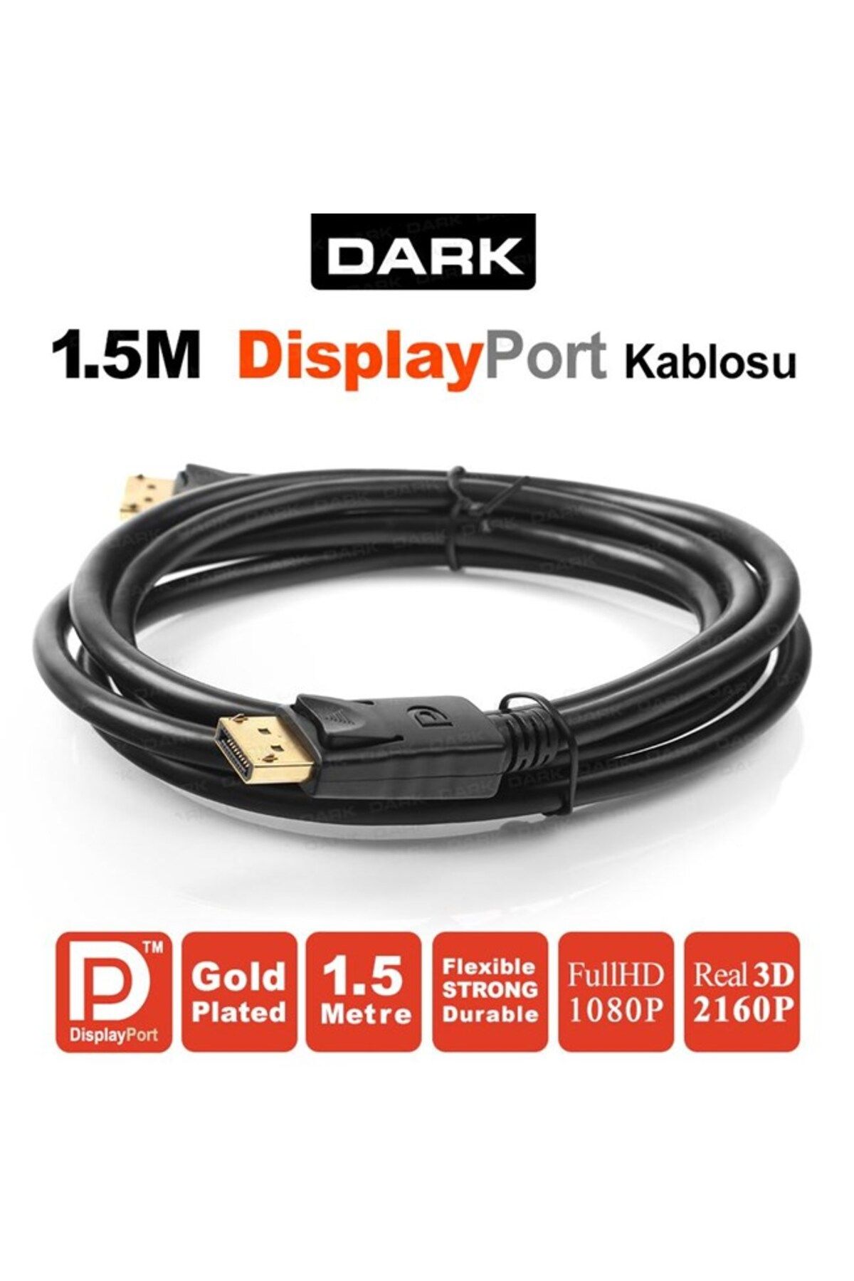 Dark FHD DisplayPort Kablo (1.5m)