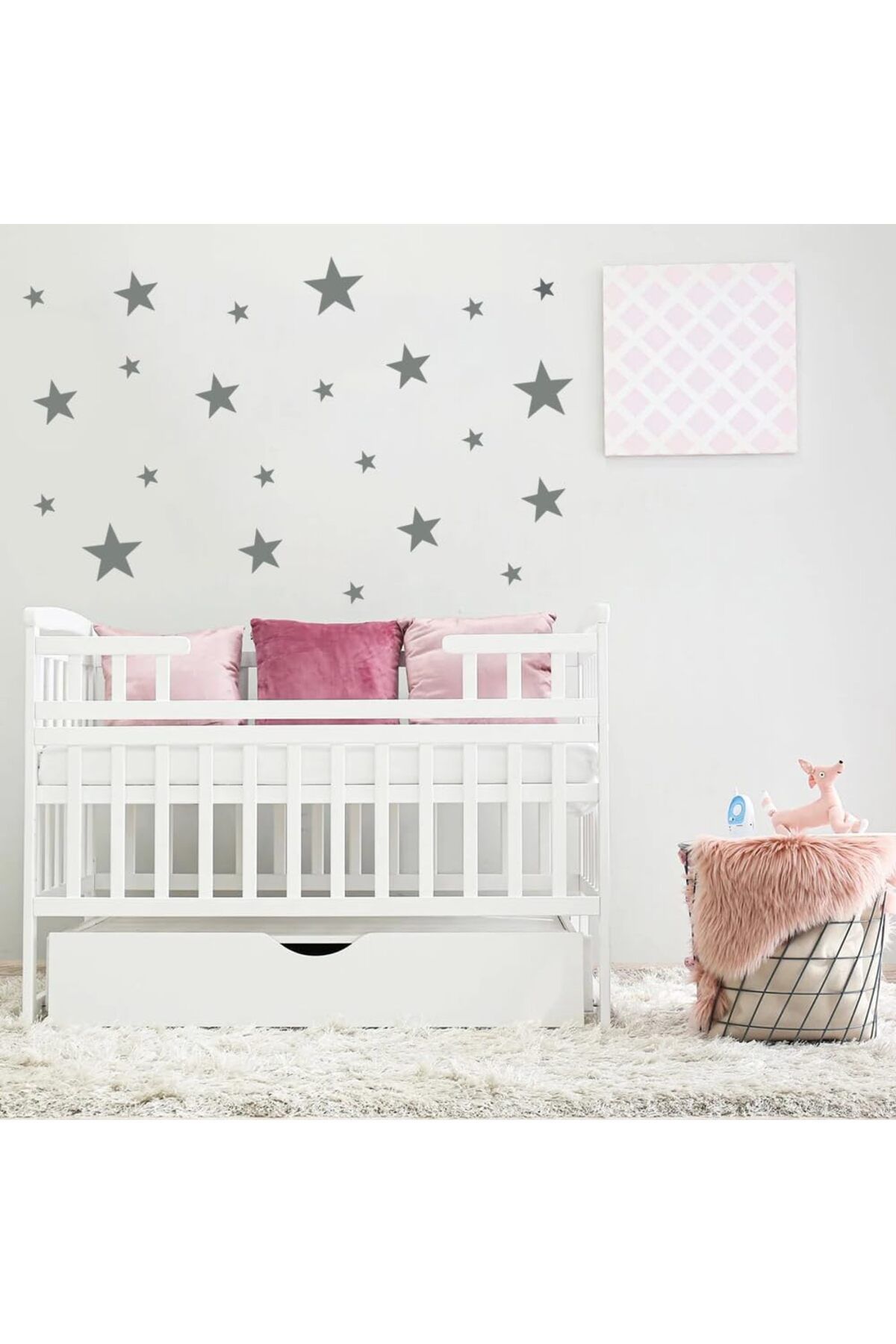 BugyBagy Gümüş Yıldız Duvar Sticker 2,5-5-7,5-10cm - 155 adet