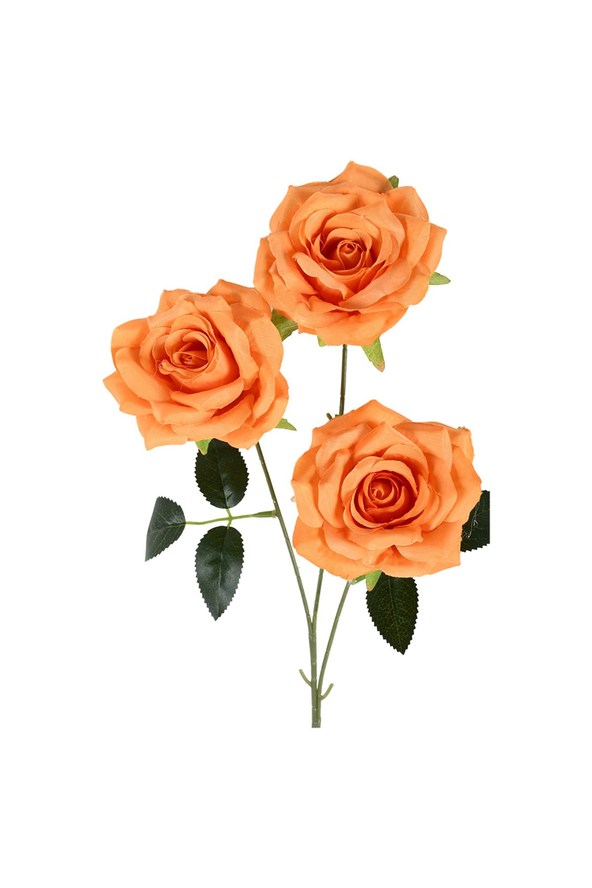 Leona Dekoratif Ürünler TRIPLE ROSE YAPAY CICEK TURUNCU