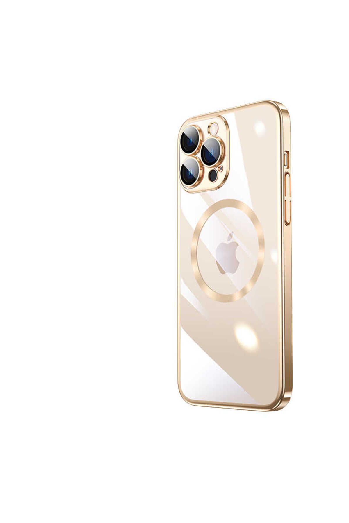 halkhouse İphone 14 Pro Kılıf Wireless Şarj Özellikli Sert PC Şık Riksos Magsafe Kapak