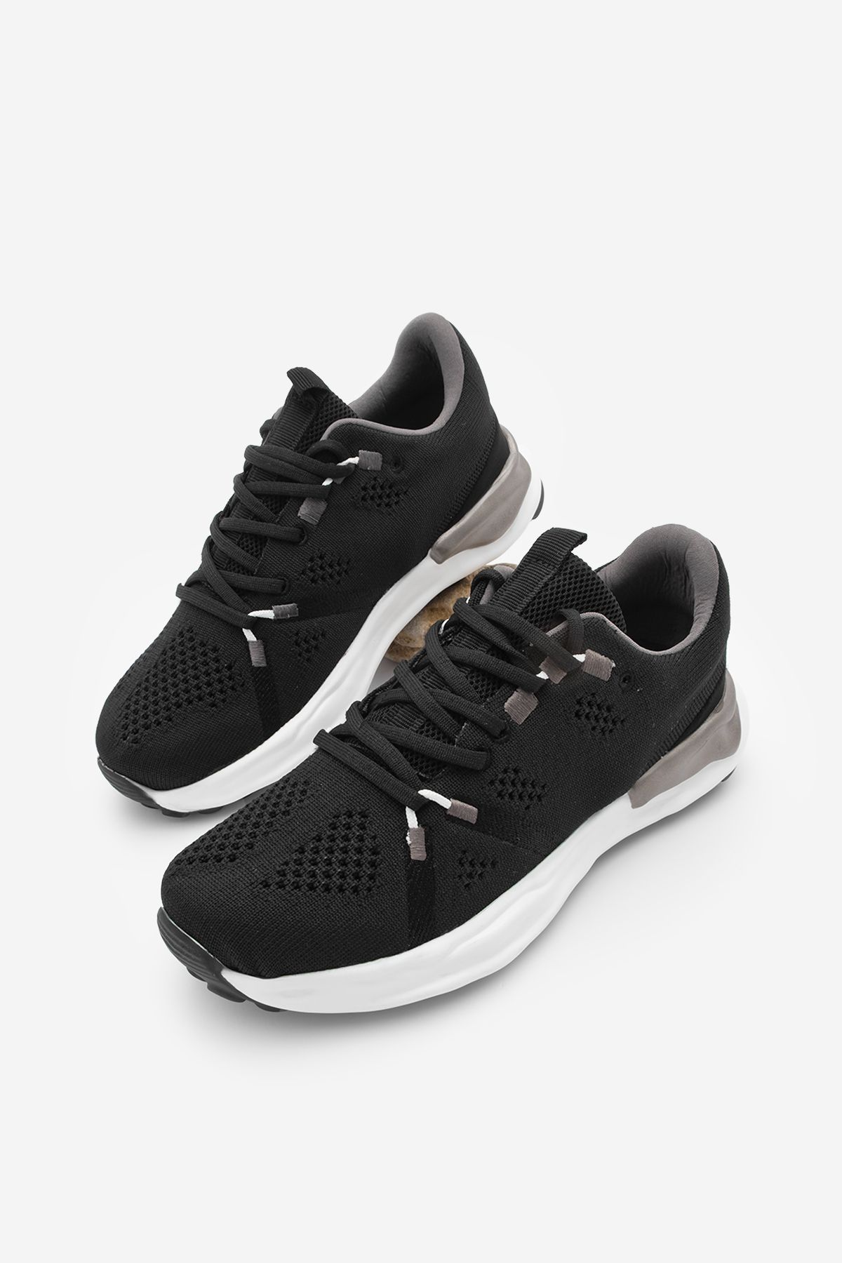 Marjin Kadın Sneaker Örgü Triko Koşu Ve Yürüyüş Spor Ayakkabı Armes Siyah
