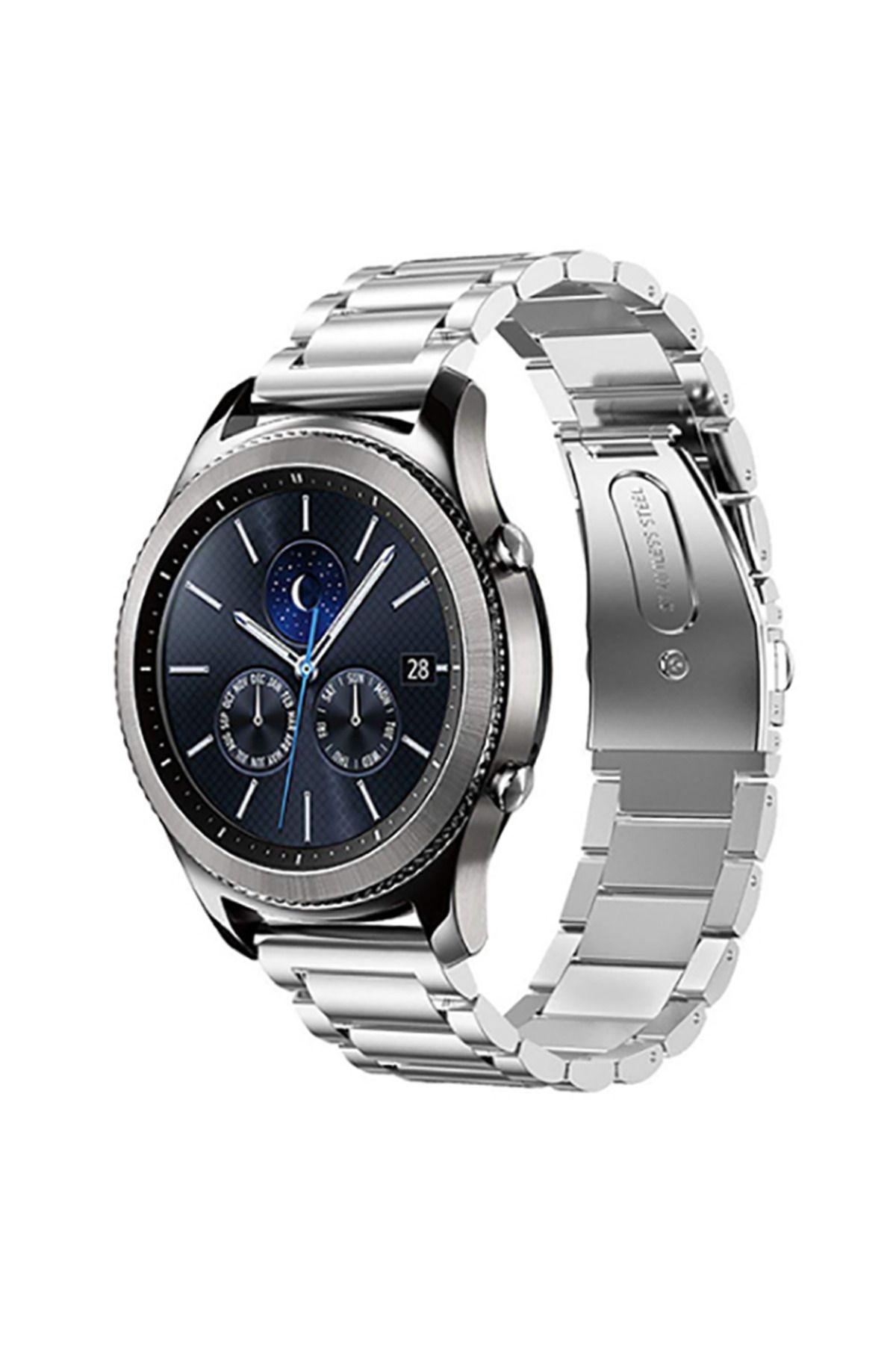 YTSGLOBAL Gear S2 (20mm) Uyumlu KRD-04 Metal YTSG Kordon-Gümüş