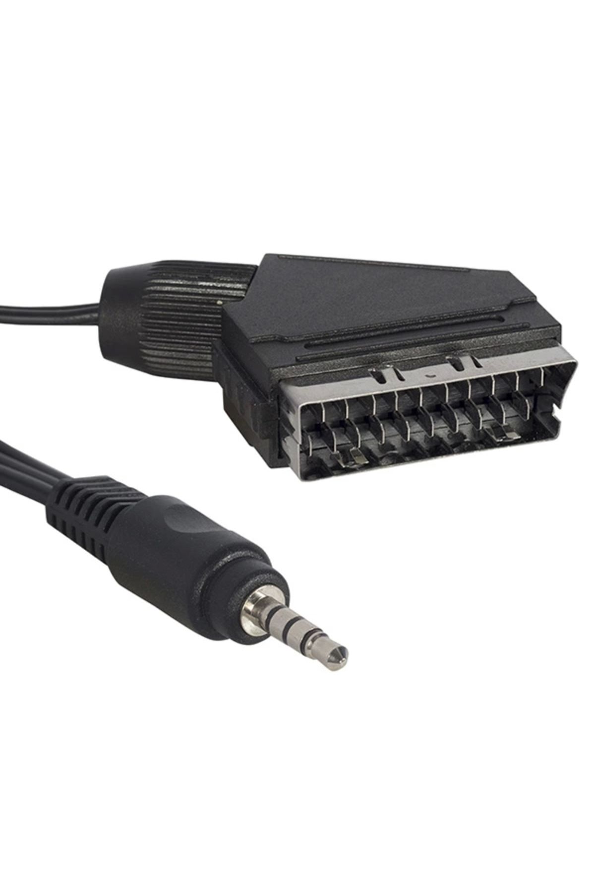 İnnMerry UYDU ALICISI AV KABLO 3.5 MM ST ERKEK/SCART KABLO 1.2 METRE KISA JACK (TİVİBULAR İÇİN) (5047)