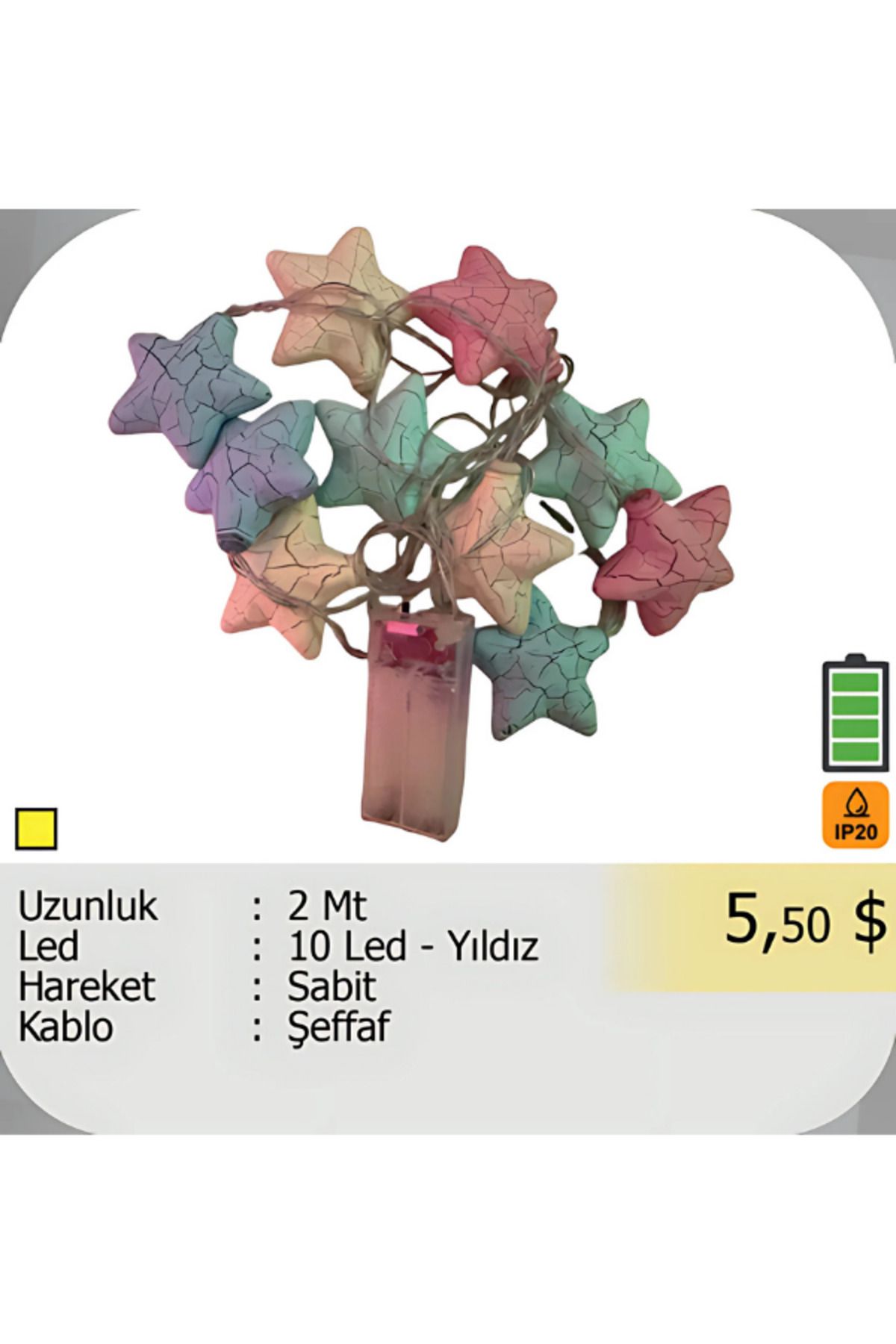 ELKHOUSE ElektrikHouse LED Peri Işığı 10 Led - Yıldız - 2 Metre