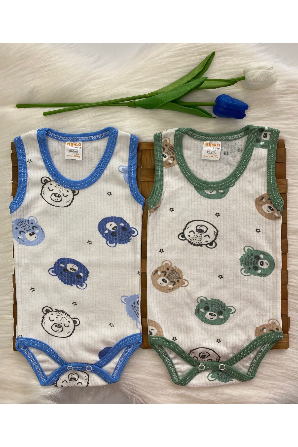 BİGÜMEX Fitilli Kalın Askılı Çıtçıtlı 2'Lİ Bebek Body&Zıbın
