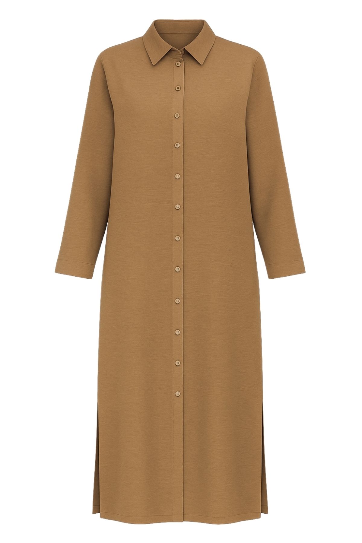 Mizalle Taba Mizalle Modal Karışımlı Camel Uzun Tunik