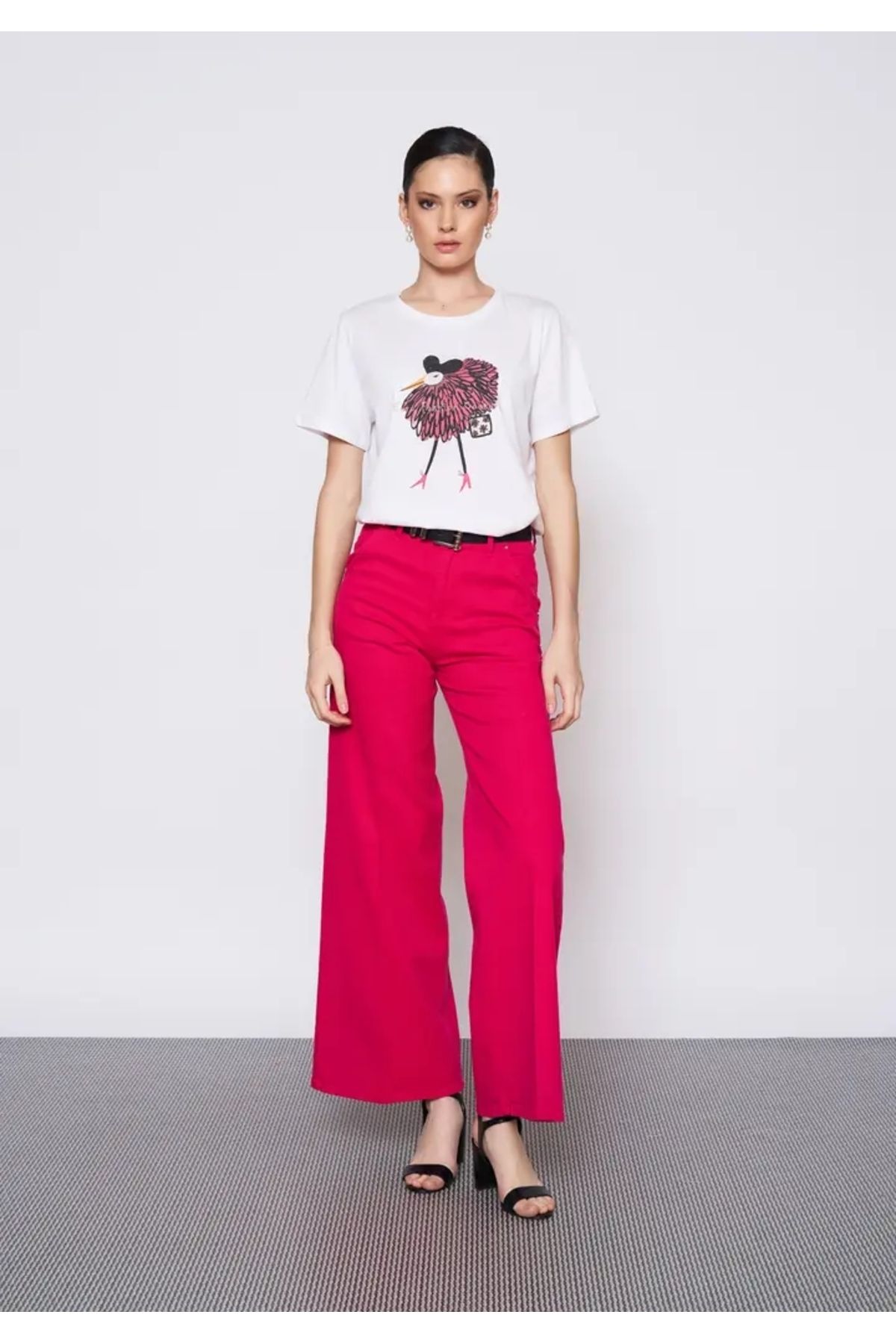 EUROFASHION Fuşya Lisa Denim Pantolon