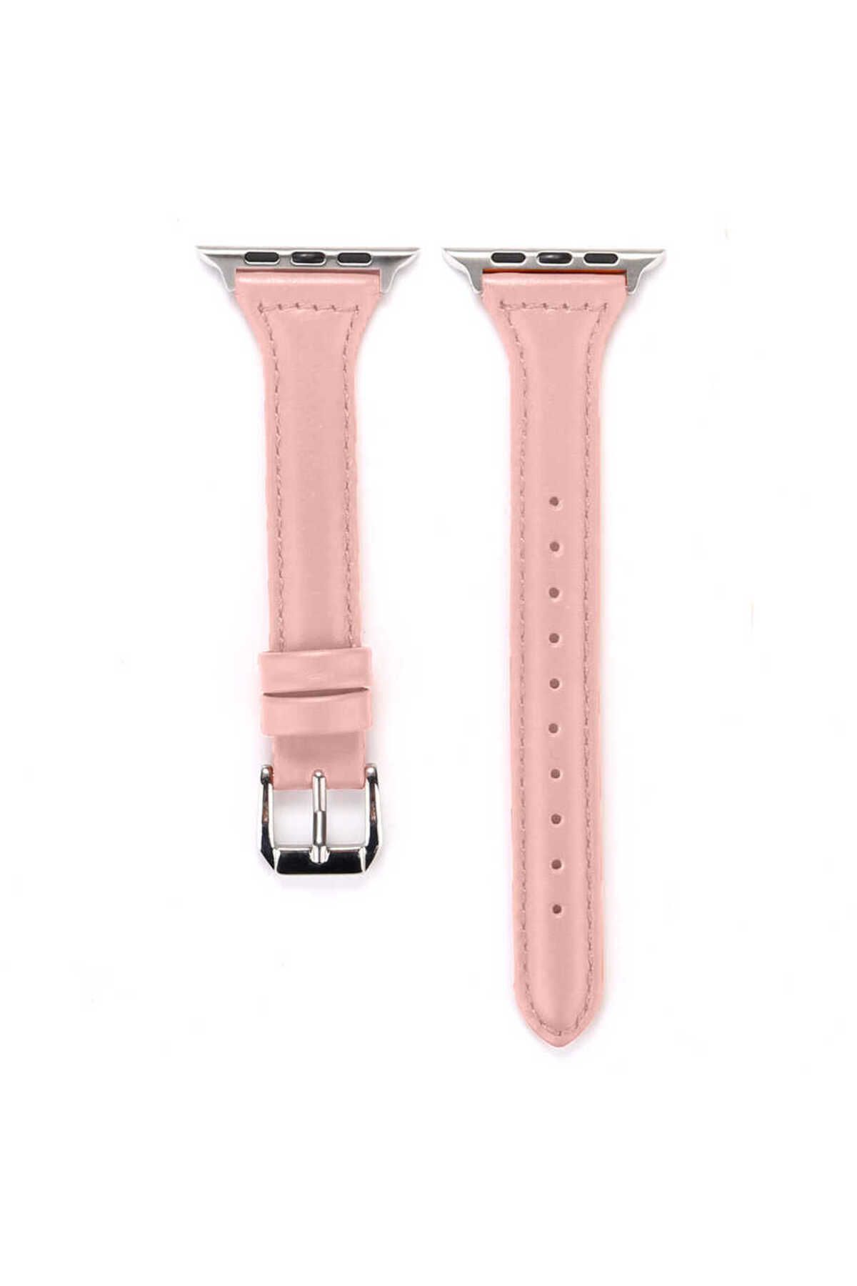 YTSGLOBAL Watch 38mm Uyumlu KRD-28 Deri YTSG Kordon-Pembe