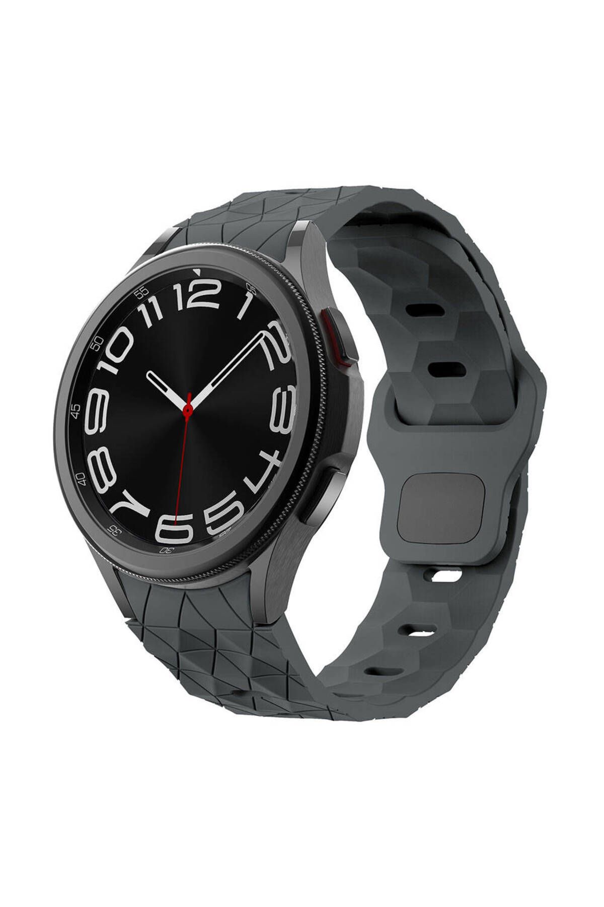 YTSGLOBAL Galaxy Watch 5 40mm YTSG KRD-116 20mm Futbol Desenli Spor Tasarımlı Silikon Kordon-Koyu Gri